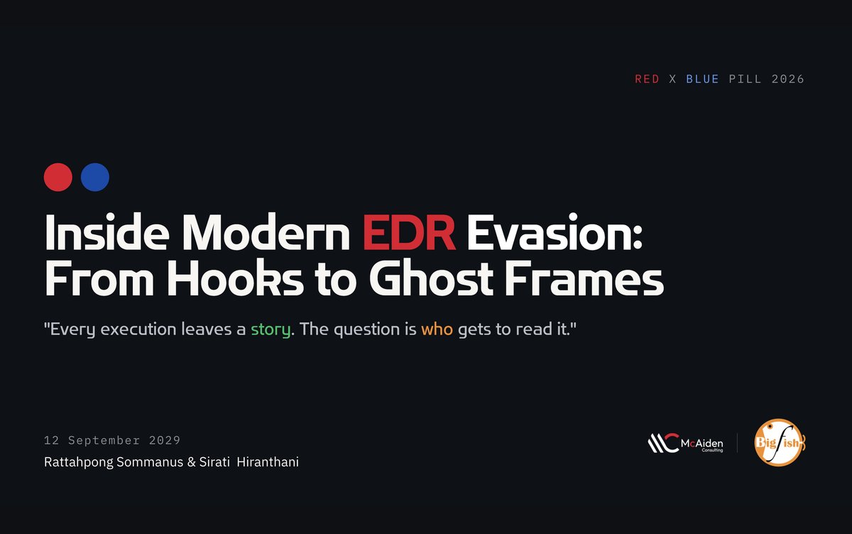 Talk title slide: Inside Modern EDR Evasion, From Hooks to Ghost Frames